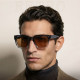 Techsuit Polarized Sunglasses (31246) for Men, UV400, TR90, Flat Top Shape, Vintage Print / Blue