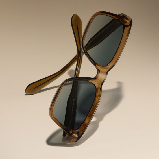 Techsuit Polarized Sunglasses (31246) for Men, UV400, TR90, Flat Top Shape, Vintage Print / Blue
