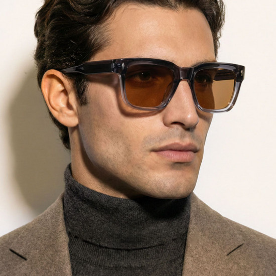 Techsuit Polarized Sunglasses (31246) for Men, UV400, TR90, Flat Top Shape, Vintage Print / Blue