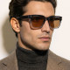 Techsuit Polarized Sunglasses (31246) for Men, UV400, TR90, Flat Top Shape, Vintage Print / Blue