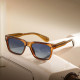 Techsuit Polarized Sunglasses (31246) for Men, UV400, TR90, Flat Top Shape, Vintage Print / Blue