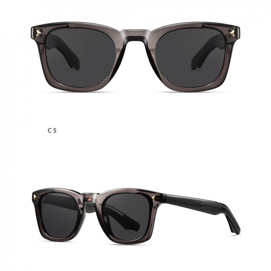 Techsuit Premium Polarized Sunglasses (31243) for Men, UV Protection, TR90, Wayfarer Frame, HD Lenses, Retro Grey