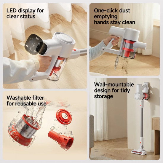 Deerma Cordless Vacuum Cleaner VCAD114 (DEM G40s Max) with Green Light, HEPA, LED, 22.000Pa, 180W, 2200mAh, 0.5L White