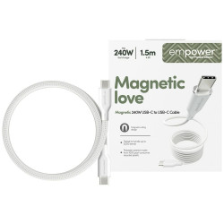 Cable empower by PanzerGlass Magnetic 240W USB-C to USB-C 1.5m silver white