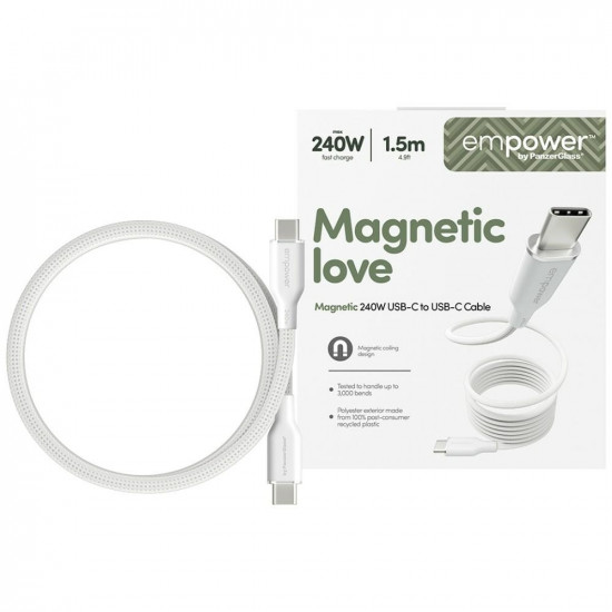 Cable empower by PanzerGlass Magnetic 240W USB-C to USB-C 1.5m silver white