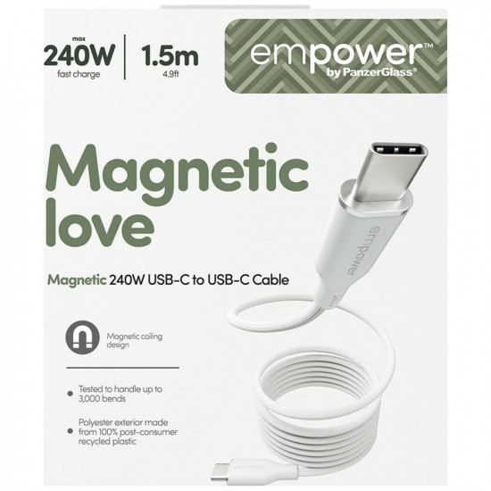 Cable empower by PanzerGlass Magnetic 240W USB-C to USB-C 1.5m silver white