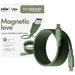 Cable empower by PanzerGlass Magnetic 240W USB-C to USB-C 1.5m green