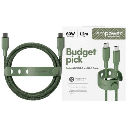 Cable empower by PanzerGlass Racing 60W USB-C to USB-C 1.2m green