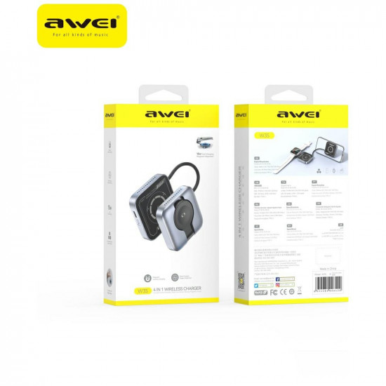 3-in-1 Wireless Charger AWEI W35 15W Gray