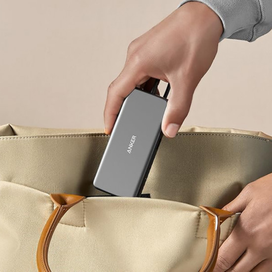 Anker Docking Station (A83830A2) HDMI, 2x USB, 2x USB C, Ethernet, SD/TF Card, 4K@60Hz, 10Gbps, PD85W Gray