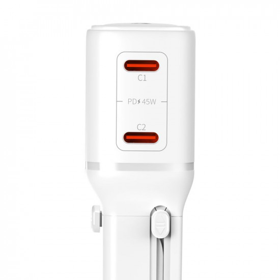 3mk Travel Adapter incharge® Globe US/EU/AUS/UK Sockets, 2x Type C, 45W GaN PD, QC4+ PPS SCP White