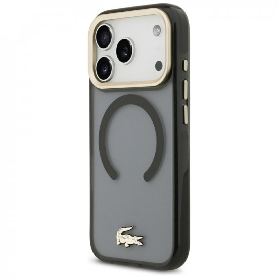 Case Lacoste IML Shockproof Gold Logo MagSafe for iPhone 18 Pro / 17 Pro black