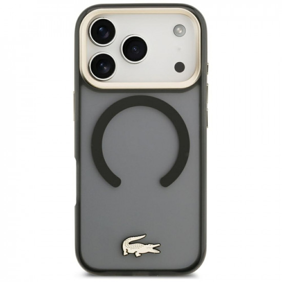 Case Lacoste IML Shockproof Gold Logo MagSafe for iPhone 18 Pro / 17 Pro black