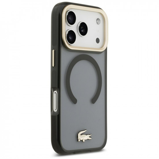 Case Lacoste IML Shockproof Gold Logo MagSafe for iPhone 18 Pro / 17 Pro black