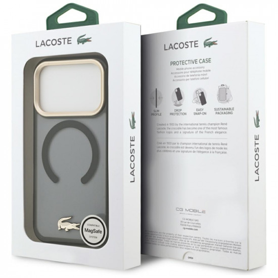 Case Lacoste IML Shockproof Gold Logo MagSafe for iPhone 18 Pro / 17 Pro black