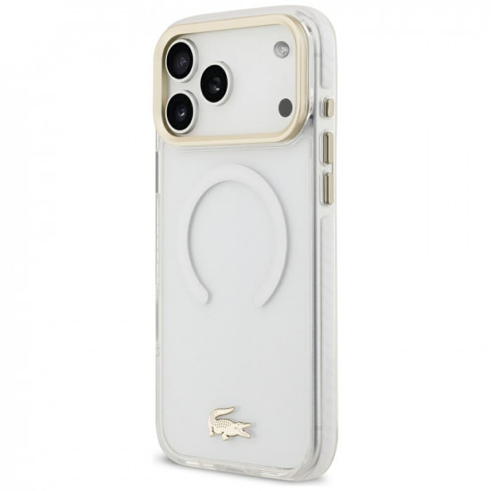 Case Lacoste IML Shockproof Gold Logo MagSafe for iPhone 18 Pro Max / 17 Pro Max transparent