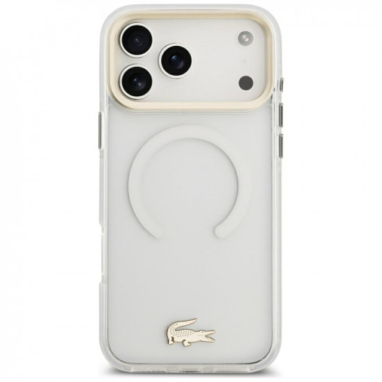Case Lacoste IML Shockproof Gold Logo MagSafe for iPhone 18 Pro Max / 17 Pro Max transparent