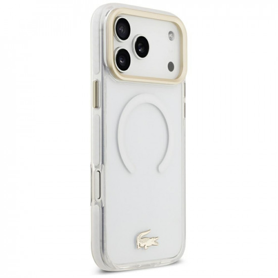 Case Lacoste IML Shockproof Gold Logo MagSafe for iPhone 18 Pro Max / 17 Pro Max transparent