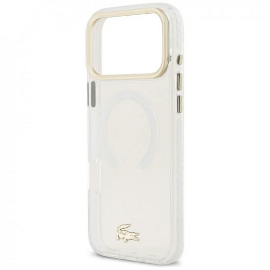 Case Lacoste IML Shockproof Gold Logo MagSafe for iPhone 18 Pro Max / 17 Pro Max transparent