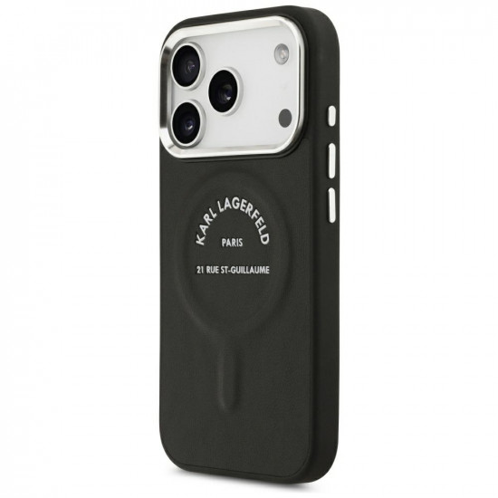 Case Karl Lagerfeld Embossed Open Ring RSG Logo MagSafe for iPhone 18 Pro / 17 Pro black