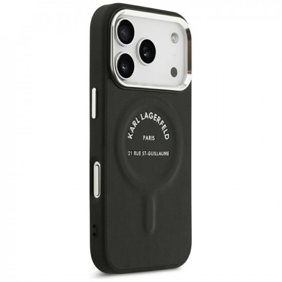 Case Karl Lagerfeld Embossed Open Ring RSG Logo MagSafe for iPhone 18 Pro / 17 Pro black