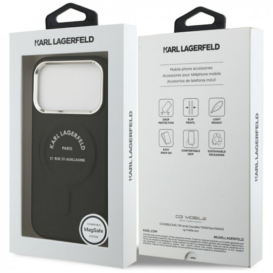 Case Karl Lagerfeld Embossed Open Ring RSG Logo MagSafe for iPhone 18 Pro / 17 Pro black