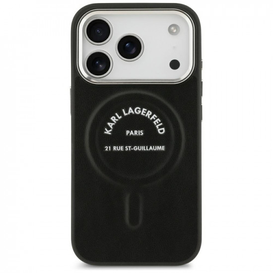 Case Karl Lagerfeld Embossed Open Ring RSG Logo MagSafe for iPhone 18 Pro Max / 17 Pro Max black