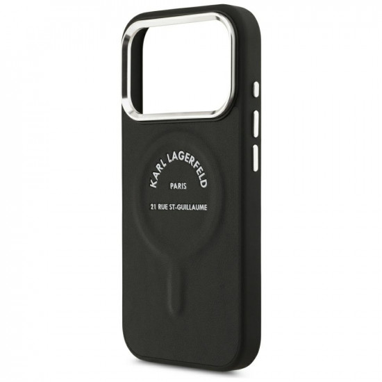 Case Karl Lagerfeld Embossed Open Ring RSG Logo MagSafe for iPhone 18 Pro Max / 17 Pro Max black
