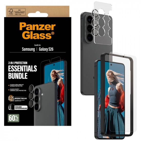 **PanzerGlass Hoops 2in1 Ultra-Wide Fit Glass + Lens Protection Set for Samsung Galaxy S26**