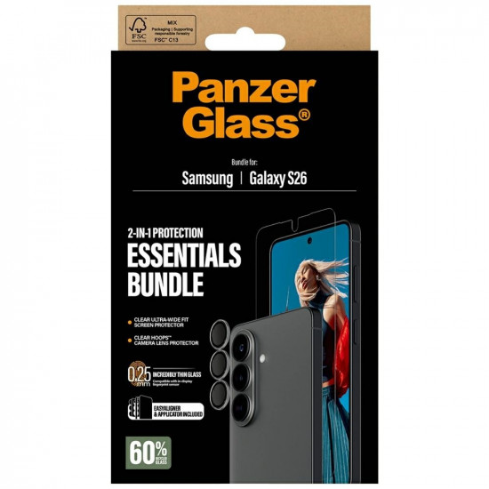 **PanzerGlass Hoops 2in1 Ultra-Wide Fit Glass + Lens Protection Set for Samsung Galaxy S26**
