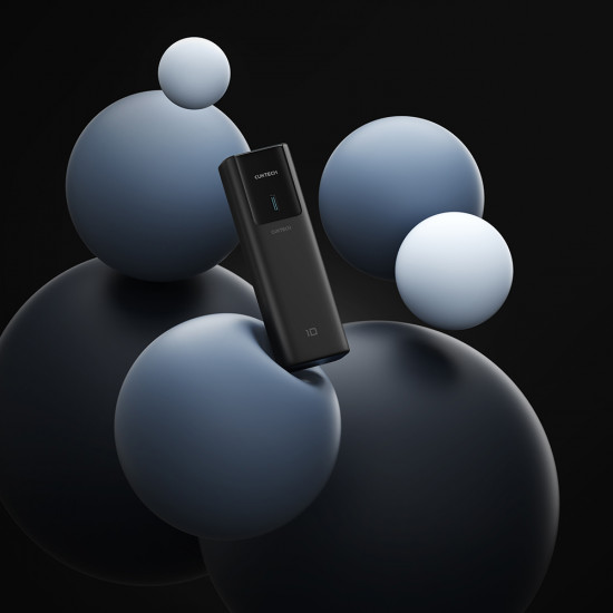 Cuktech Power Bank PB100P (CKPB100PGLBL) with Type C Cable, Display, USB C, USB, 150W, 10000mAh, Fast Self Charge Black