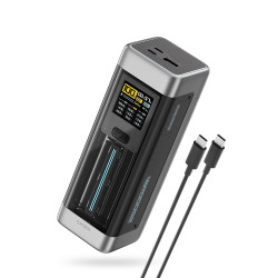 Cuktech Power Bank P23 (CUK00P23GLBK) with Type C Cable, 2x USB C, USB, 210W, 25000mAh, 1.54" TFT Screen Gray