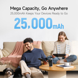 Cuktech Power Bank P23 (CUK00P23GLBK) with Type C Cable, 2x USB C, USB, 210W, 25000mAh, 1.54" TFT Screen Gray
