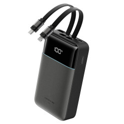 Cuktech Power Bank LPB200NL (CKB200NLGLGY) with Built in Type C and Lightning Cable, Display, 40W, 20000mAh Grey