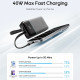 Cuktech Power Bank LPB200NL (CKB200NLGLGY) with Built in Type C and Lightning Cable, Display, 40W, 20000mAh Grey