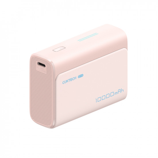 Cuktech Power Bank PB100 (CUK0PB100DPK) with Type C Cable, USB C, USB, 30W, 10000mAh, Indicator Light, Mini Size Pink