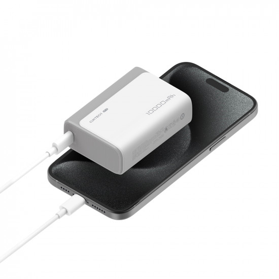 Cuktech Power Bank PB100 (CUK0PB100DPK) with Type C Cable, USB C, USB, 30W, 10000mAh, Indicator Light, Mini Size Pink