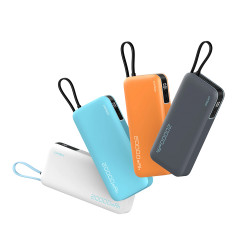 Cuktech Power Bank LPB200N (CUKP200NGLLG) with Built in Cable, USB, Type C, Lightning, LED Display, 20000mAh, 45W White