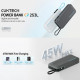 Cuktech Power Bank LPB200N (CUKP200NGLLG) with Built in Cable, USB, Type C, Lightning, LED Display, 20000mAh, 45W White