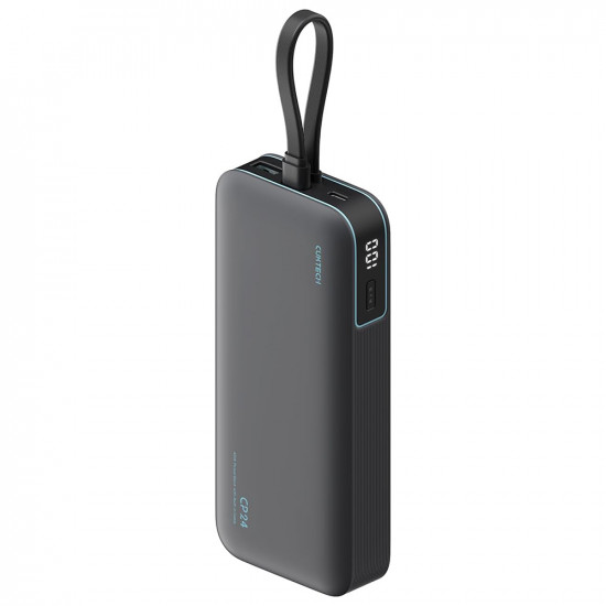 Cuktech Power Bank LPB200N (CUKL200NMXGR) with Built in USB C Cable, USB, Type C, LED Display, 20000mAh, 40W Grey
