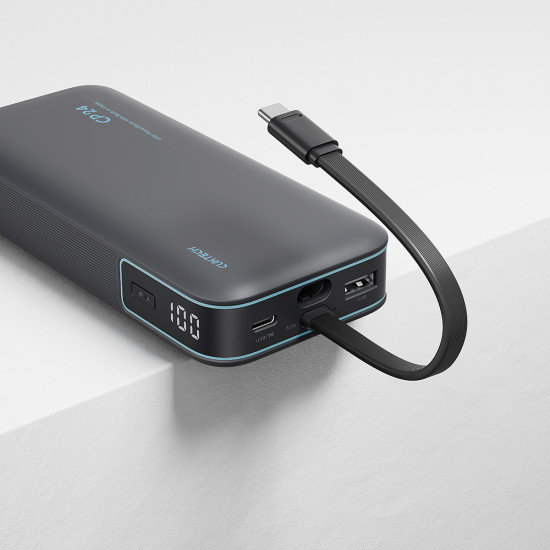 Cuktech Power Bank LPB200N (CUKL200NMXGR) with Built in USB C Cable, USB, Type C, LED Display, 20000mAh, 40W Grey