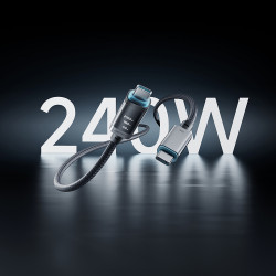 Cuktech Data Cable CTC620P (CCTC620POSBK) USB C to USB C, Digital Display, 240W, 6A, 480Mbps, E Marker Chip, 2m Black
