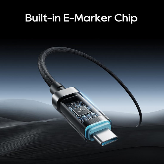 Cuktech Data Cable CTC620P (CCTC620POSBK) USB C to USB C, Digital Display, 240W, 6A, 480Mbps, E Marker Chip, 2m Black