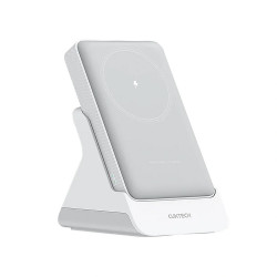 Cuktech Magnetic Wireless Power Bank WPB100N (CKWPB100NGLGR) with 2in1 Stand, Type C Input 20W, 10000mAh, Dual NTC White