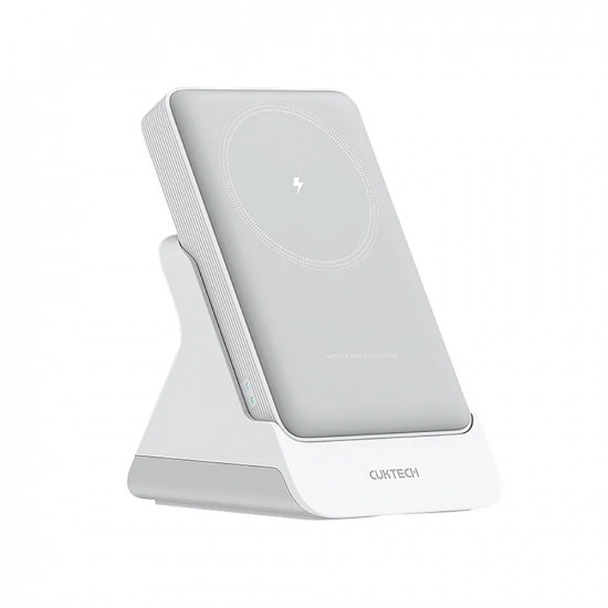 Cuktech Magnetic Wireless Power Bank WPB100N (CKWPB100NGLGR) with 2in1 Stand, Type C Input 20W, 10000mAh, Dual NTC White