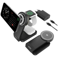 Foldable wireless charger 3-in-1 SODI W79 Qi2 black