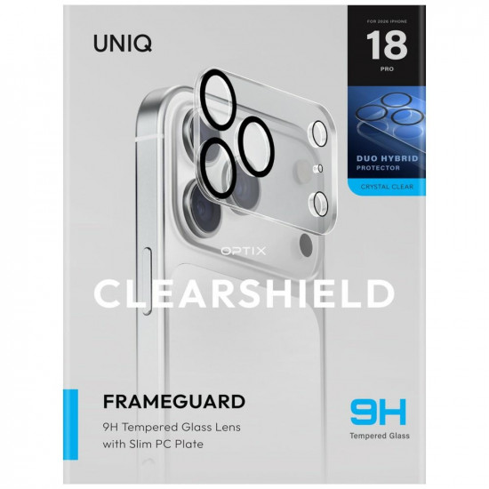Camera Lens Protector UNIQ Optix Clearshield Frameguard for iPhone 18 Pro crystal clear in applicator